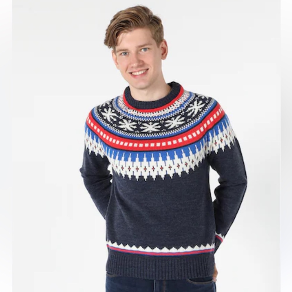 American Eagle Mens Blue Sweatshirt Pullover Christmas Crew Neck Size XL‎